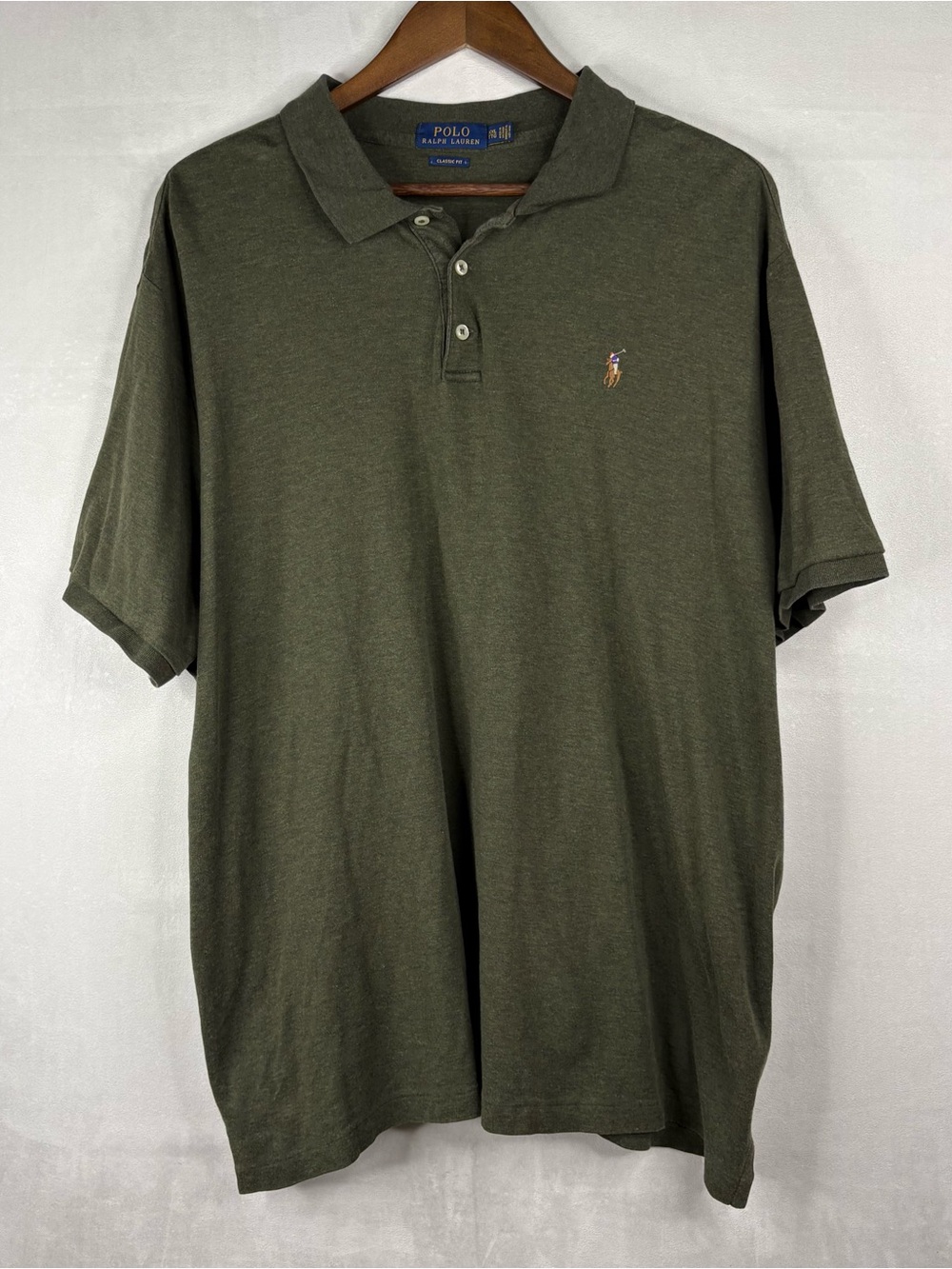 Polo Ralph Lauren Polo Shirt Mens XXL Green Classic Fit Short Sleeve Flesh Pony